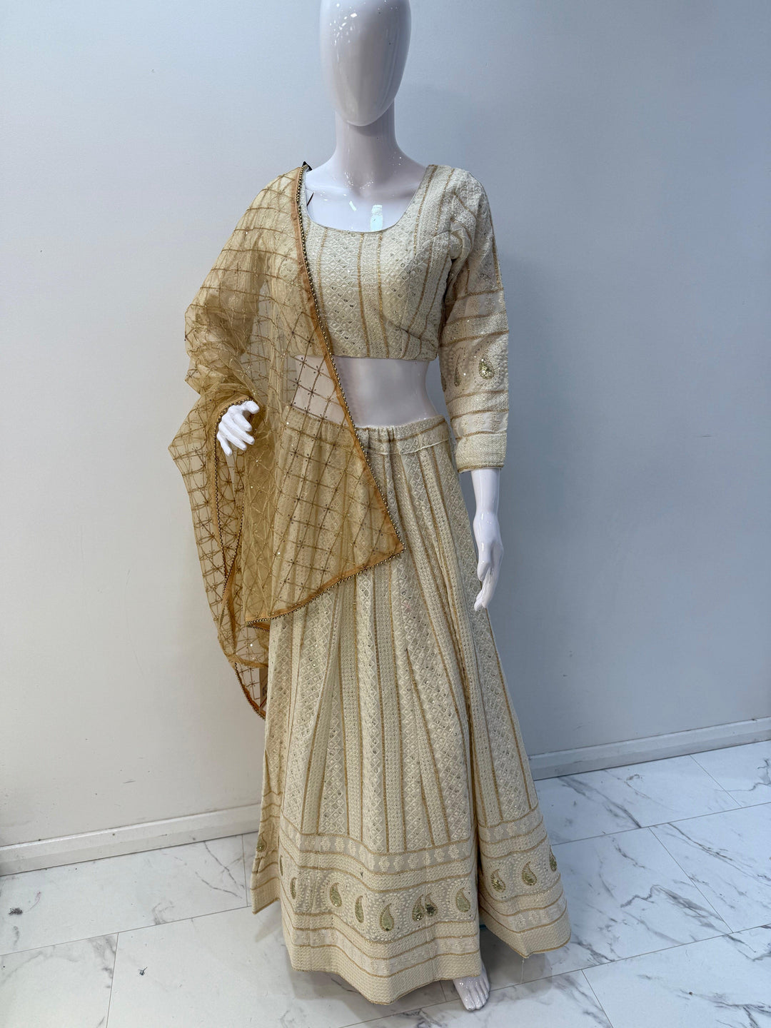 White Lucknowi Lehenga Choli - Perfect for Special Occasions - Shree