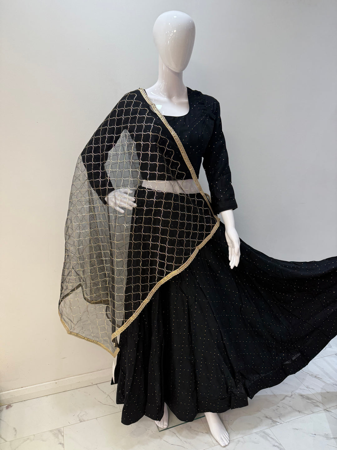 Elegant Black Lehenga Choli With Net Dupatta - Shree