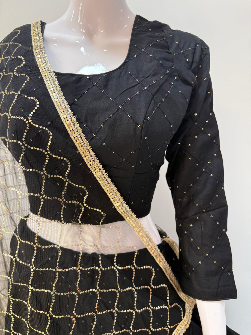 Elegant Black Lehenga Choli With Net Dupatta - Shree