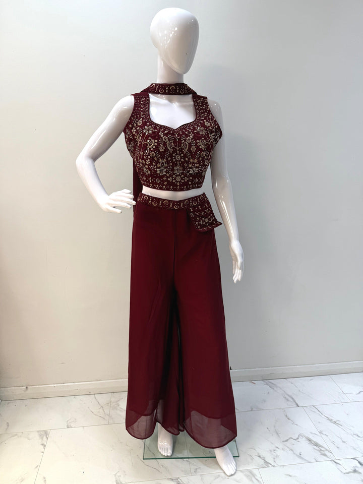 Embroidered Crop Top Palazzo Set - Shree