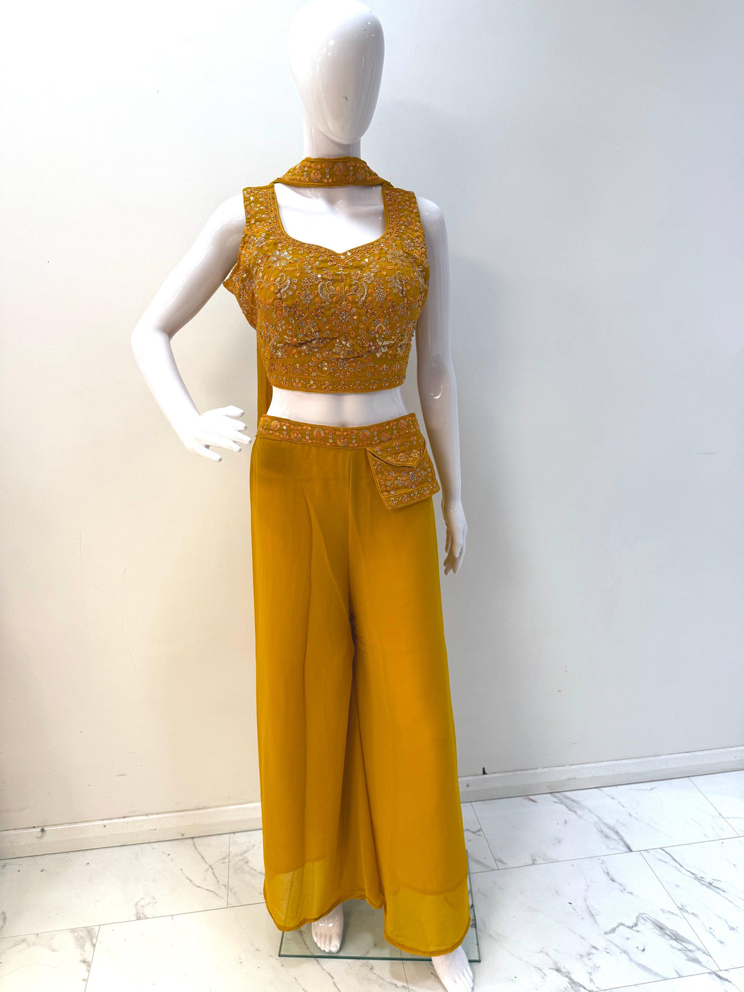 Embroidered Crop Top Palazzo Set - Shree