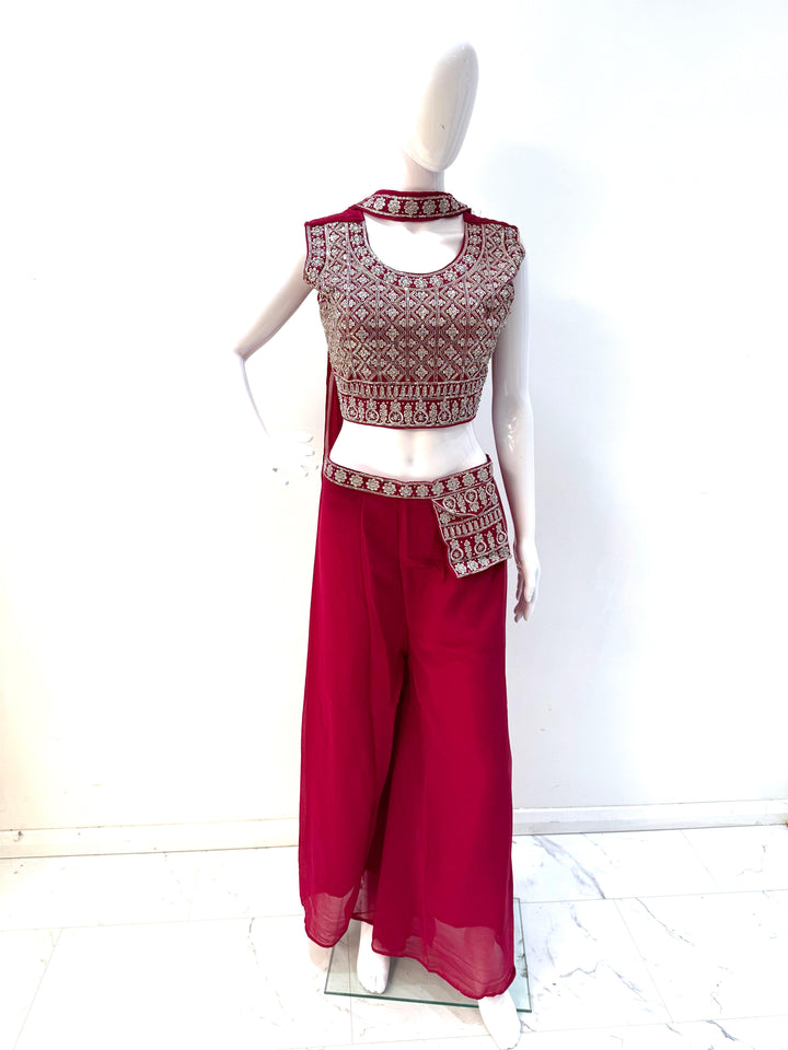 Elegant Crop Top & Palazzo Set - Party Wear - Shree