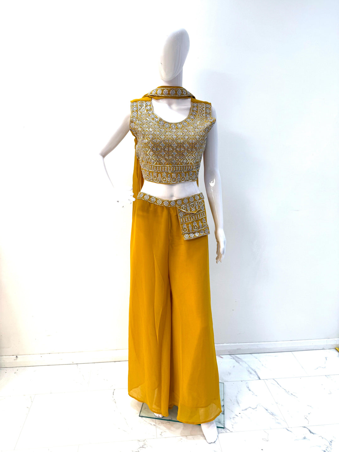 Elegant Crop Top & Palazzo Set - Party Wear - Shree