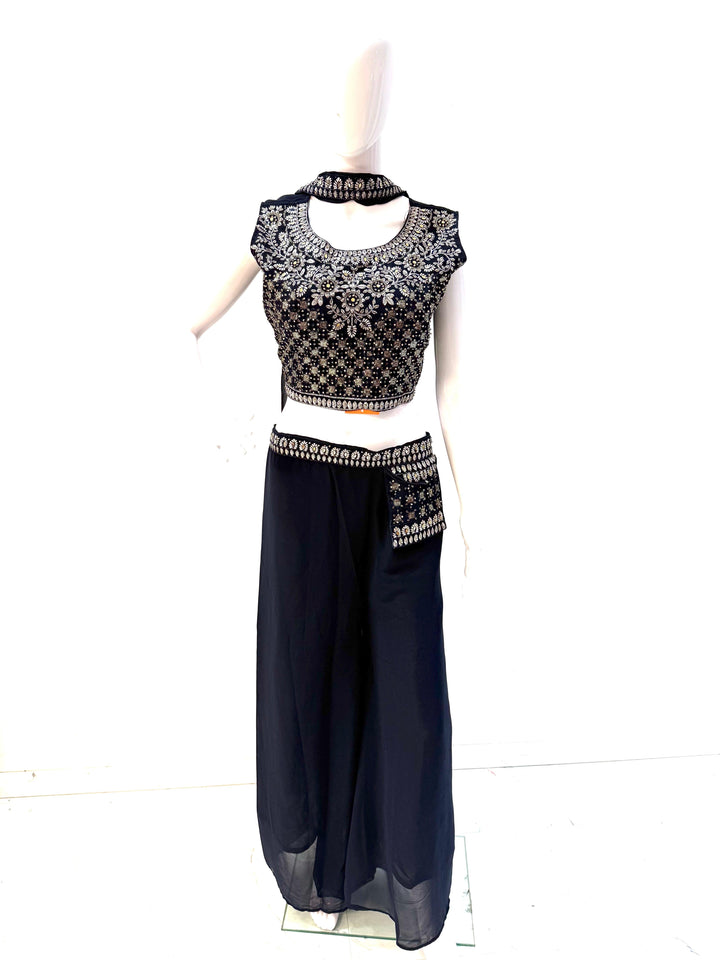 Stunning Embroidered Crop Top & Palazzo Set - Shree