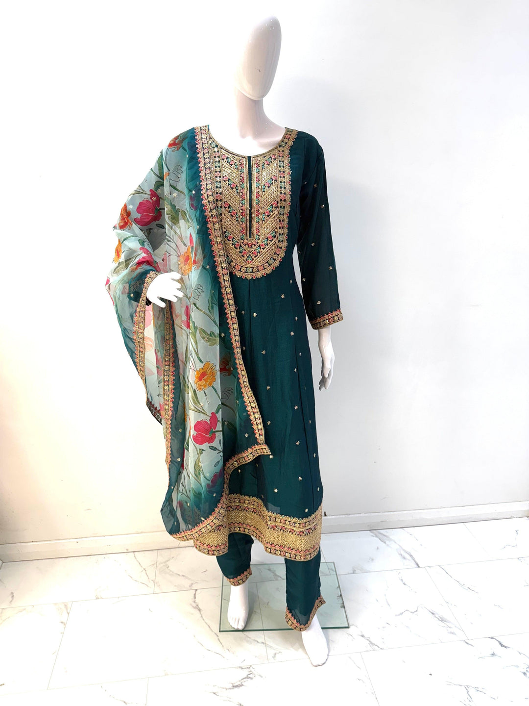 Green Anarkali Dress - Elegance Redefined - Shree