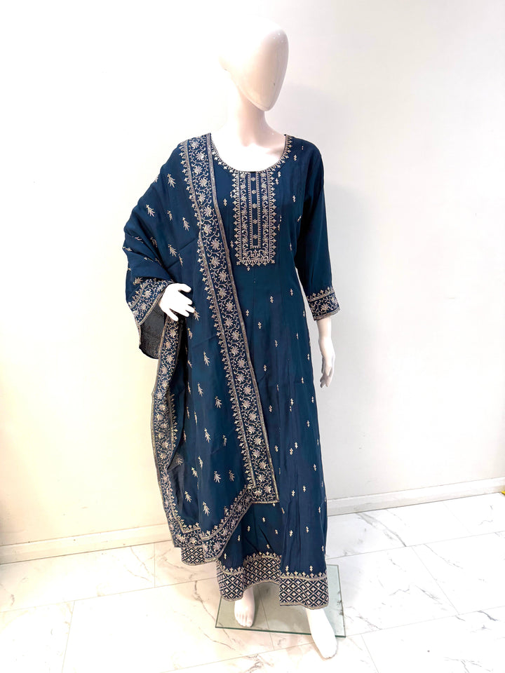 Regal Silk Anarkali Dress – A Blend of Grace and Sophistication - Shree