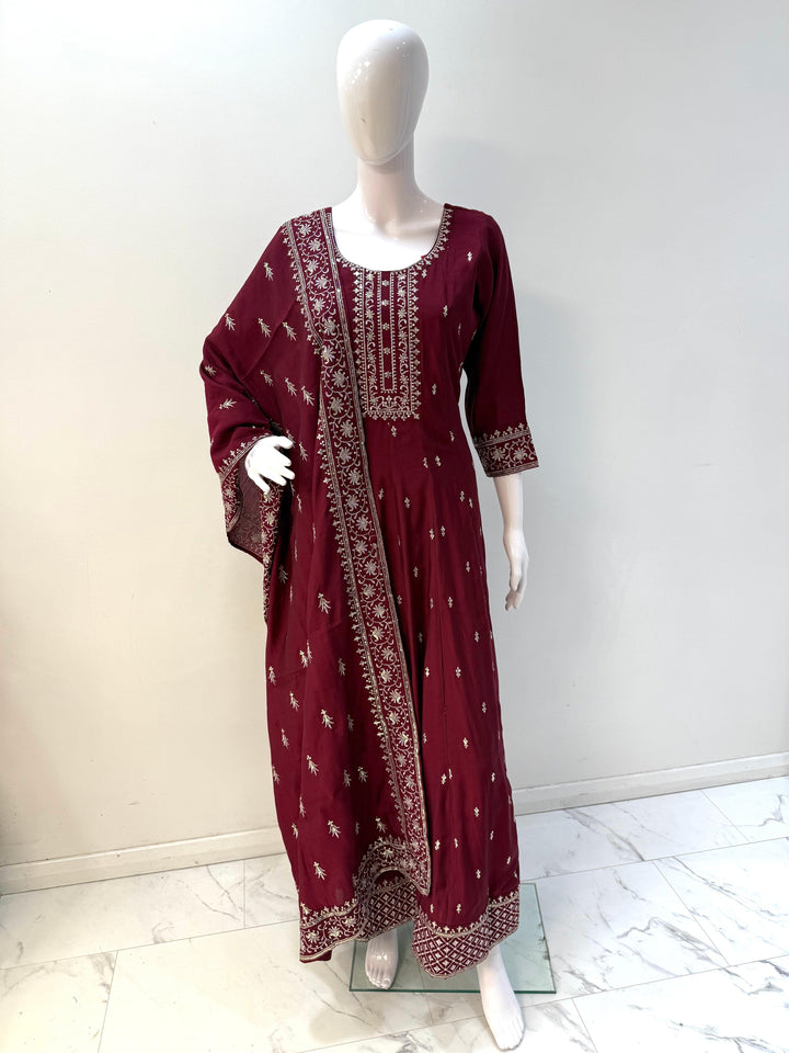 Regal Silk Anarkali Dress – A Blend of Grace and Sophistication - Shree