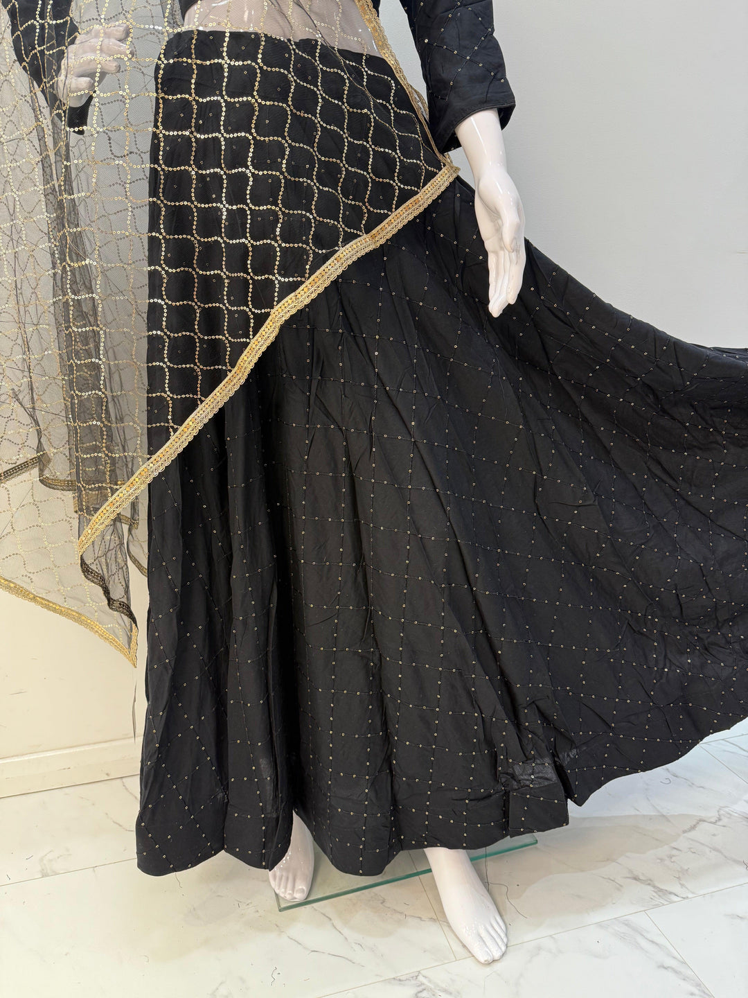 Black Skirt with Silver Sequin - Shree