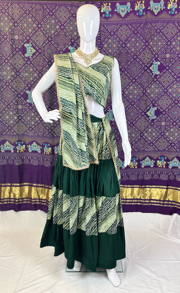 Elegant Cotton Bandhani Navratri Chaniya Choli - Perfect for Garba Nights | Sleeves Included | Colors May Vary