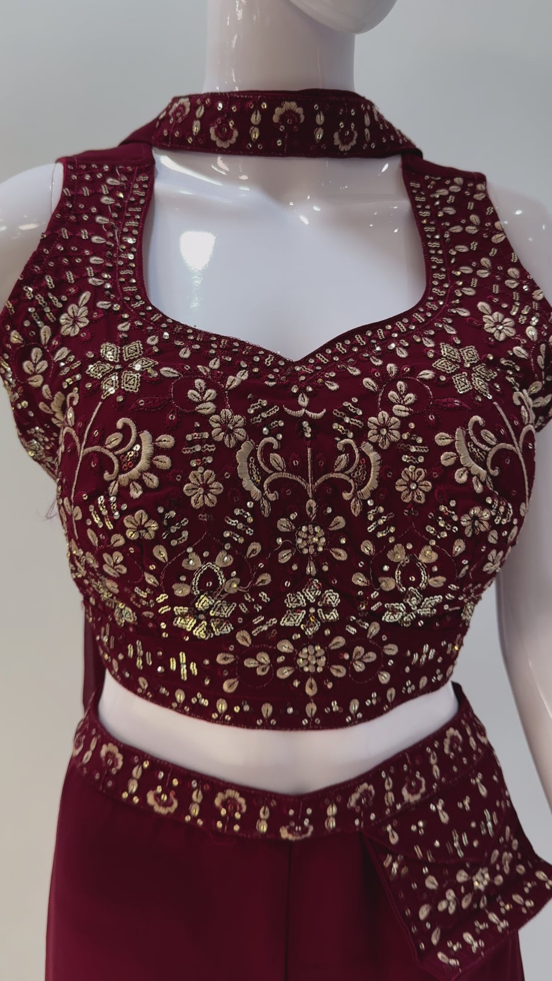 Embroidered Crop Top Palazzo Set