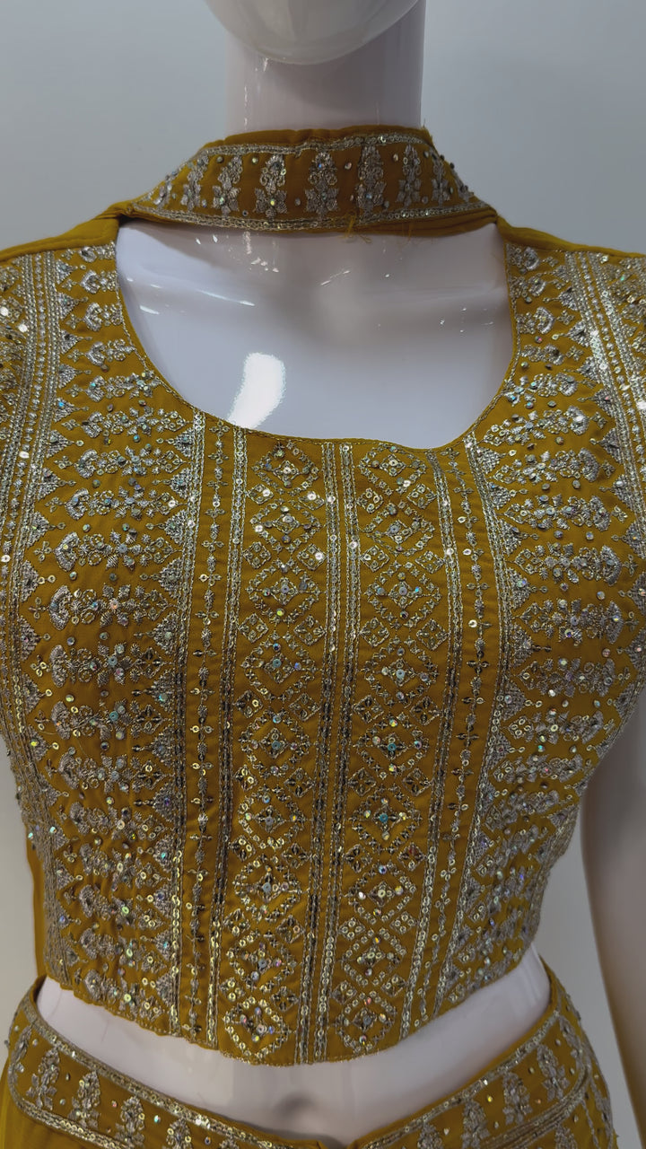 Embroidered Crop Top Palazzo Set with Sequins Work