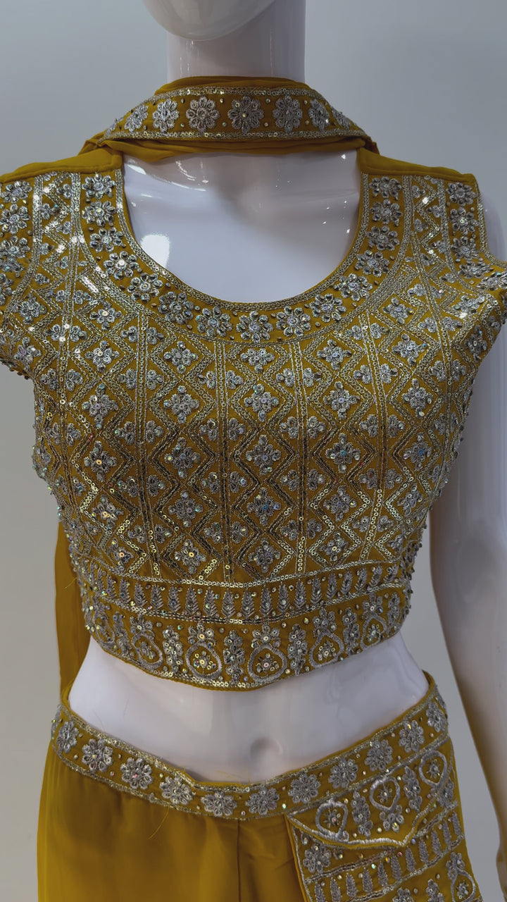 Elegant Crop Top & Palazzo Set - Party Wear